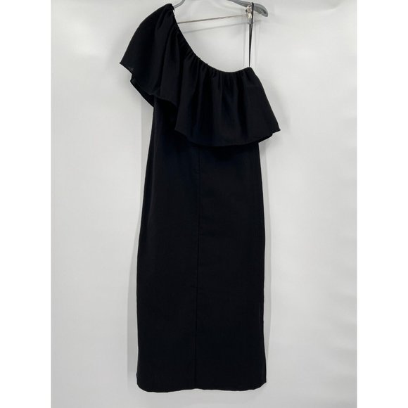 Pomander Place by Tuckernuck Black Florencia One Shoulder Midi Dress Linen sz XS - Picture 5 of 6